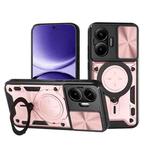 For Xiaomi Poco F7 CD Texture Sliding Camshield Magnetic Holder Phone Case(Pink)