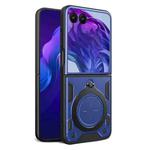 For Motorola Razr 50 Ultra CD Texture Magnetic Holder Phone Case(Blue)