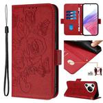 For Huawei Pura 70 Embossed Rose RFID Anti-theft Leather Phone Case(Red)