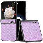 For Honor Magic V Flip Three Parts Black Frame Woven Texture PU Phone Case(Purple)