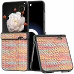 For Honor Magic V Flip Three Parts Black Frame Color Lattice Texture PU Phone Case(Tangerine)