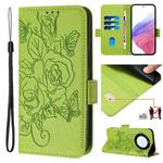 For Honor X40 5G / X9a 5G / Magic5 Lite Embossed Rose RFID Anti-theft Leather Phone Case(Green)