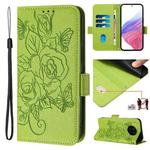 For Honor 50 Lite / Huawei nova 8i Embossed Rose RFID Anti-theft Leather Phone Case(Green)