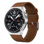 1.3 inch Leather Band IP68 Waterproof Smart Watch Support Bluetooth Call(Brown)