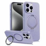 For iPhone 15 Pro Max MagSafe Rotation Holder PC + Leather Phone Case(Purple)