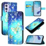 For OnePlus 9 3D Painting Horizontal Flip Leather Phone Case(Golden Butterfly)