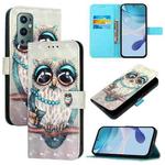 For OnePlus 9 Pro 3D Painting Horizontal Flip Leather Phone Case(Grey Owl)