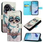 For OnePlus 11R 5G Global 3D Painting Horizontal Flip Leather Phone Case(Grey Owl)