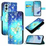 For OnePlus Nord 2 5G 3D Painting Horizontal Flip Leather Phone Case(Golden Butterfly)