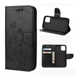 For iPhone 12 mini Butterfly Flower Pattern Horizontal Flip Leather Case with Holder & Card Slots & Wallet(Black)