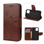 For iPhone 12 mini Butterfly Flower Pattern Horizontal Flip Leather Case with Holder & Card Slots & Wallet(Brown)