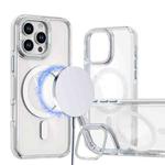 For iPhone 12 Pro Max Dual-Color Clear Acrylic Hybrid TPU Lens Flip Holder MagSafe Phone Case(White)