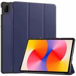 For Huawei Matepad SE 11 Custer Pure Color 3-Fold Holder Smart Leather Tablet Case(Dark Blue)