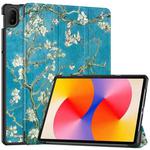 For Huawei Matepad SE 11 Painted 3-Fold Holder Smart Leather Tablet Case(Apricot Blossom)