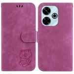 For Redmi 13 4G Little Tiger Embossed Leather Phone Case(Rose Red)