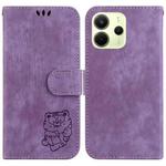 For Redmi Note 14 4G 163.25mm Little Tiger Embossed Leather Phone Case(Purple)