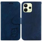 For Redmi Note 14 4G 163.25mm Little Tiger Embossed Leather Phone Case(Dark Blue)
