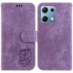 For Redmi Note 14S 4G Little Tiger Embossed Leather Phone Case(Purple)