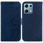 For Redmi Note 14S 4G Little Tiger Embossed Leather Phone Case(Dark Blue)