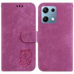 For Redmi Note 14S 4G Little Tiger Embossed Leather Phone Case(Rose Red)