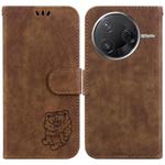 For Redmi K80 / K80 Pro / Xiaomi Poco F7 Pro Little Tiger Embossed Leather Phone Case(Brown)