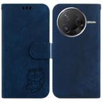 For Redmi K80 / K80 Pro / Xiaomi Poco F7 Pro Little Tiger Embossed Leather Phone Case(Dark Blue)