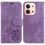 For Redmi 15C 4G 173.1mm / 15C 5G 173.1mm Little Tiger Embossed Leather Phone Case(Purple)