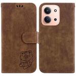 For Redmi 15C 4G 173.1mm / 15C 5G 173.1mm Little Tiger Embossed Leather Phone Case(Brown)