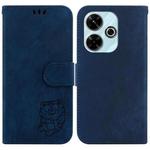 For Xiaomi Poco M6 4G Little Tiger Embossed Leather Phone Case(Dark Blue)