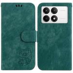 For Xiaomi Poco F6 Pro Little Tiger Embossed Leather Phone Case(Green)