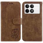 For Xiaomi Poco F6 Pro Little Tiger Embossed Leather Phone Case(Brown)