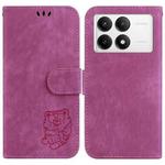 For Xiaomi Poco F6 Pro Little Tiger Embossed Leather Phone Case(Rose Red)