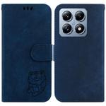 For Xiaomi 14T Little Tiger Embossed Leather Phone Case(Dark Blue)