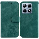 For Xiaomi 14T Pro Little Tiger Embossed Leather Phone Case(Green)