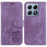 For Xiaomi 14T Pro Little Tiger Embossed Leather Phone Case(Purple)