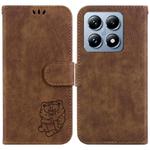 For Xiaomi 14T Pro Little Tiger Embossed Leather Phone Case(Brown)