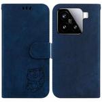 For Xiaomi 15 Little Tiger Embossed Leather Phone Case(Dark Blue)