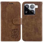 For Xiaomi 15 Pro Little Tiger Embossed Leather Phone Case(Brown)