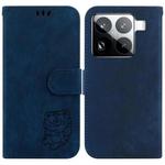 For Xiaomi 15 Pro Little Tiger Embossed Leather Phone Case(Dark Blue)