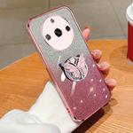 For Realme 11 Plated Gradient Glitter Butterfly Holder TPU Phone Case(Pink)