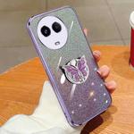 For Realme 11 5G Plated Gradient Glitter Butterfly Holder TPU Phone Case(Purple)