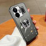 For Realme GT Neo5 Plated Gradient Glitter Butterfly Holder TPU Phone Case(Black)