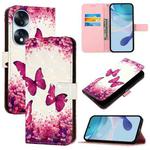 For Honor 70 3D Painting Horizontal Flip Leather Phone Case(Rose Butterfly)