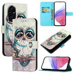For Honor 200 3D Painting Horizontal Flip Leather Phone Case(Grey Owl)