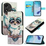 For Honor Play 50 3D Painting Horizontal Flip Leather Phone Case(Grey Owl)