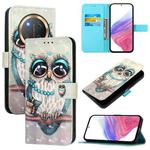 For Honor X9c 5G 3D Painting Horizontal Flip Leather Phone Case(Grey Owl)