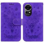 For Huawei nova 12 Butterfly Rose Embossed Leather Phone Case(Purple)