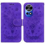 For Huawei nova 12 Pro / nova 12 Ultra Butterfly Rose Embossed Leather Phone Case(Purple)