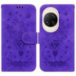 For Huawei nova 14 Ultra Butterfly Rose Embossed Leather Phone Case(Purple)