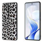 For vivo S19 Black Frame Leopard Phone Case(Silver Leopard)